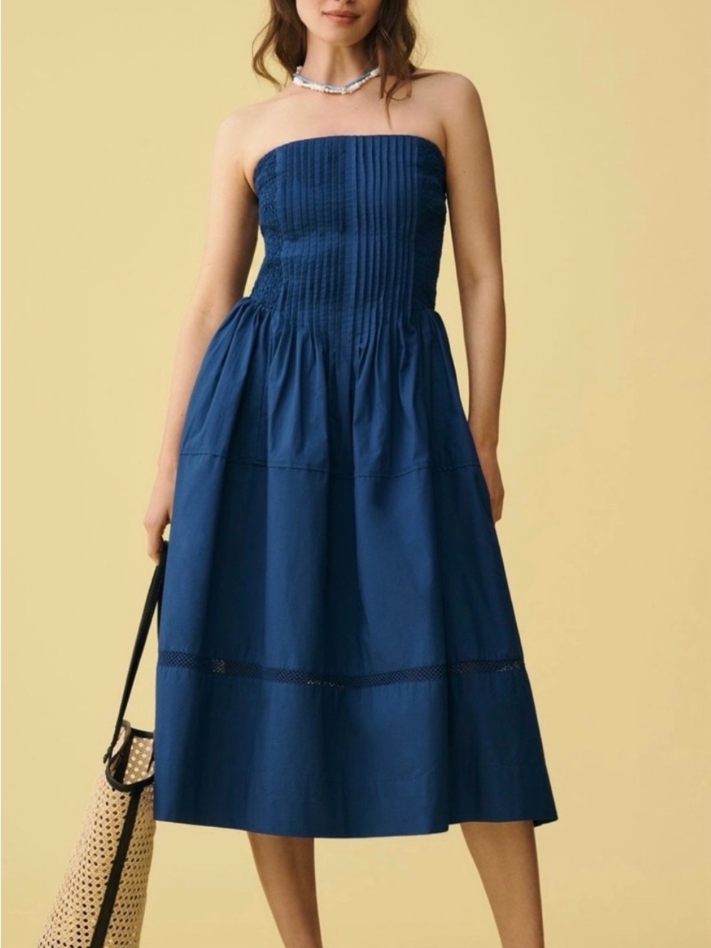 NWT Anthropologie cotton strapless midi dress size M
